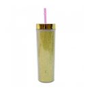 Copo Canudo Cilindro Dourado 450ml - Projeto Kiwi