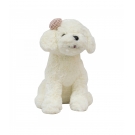 Cachorro Branco Sentado LaÃ§o 28cm - PelÃºcia