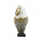 Coruja Branca Detalhes Dourado Prateado 17cm - Resina Animais