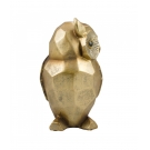 Coruja Dourada Detalhes Vidros 15cm - Resina Animais