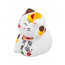 Gato Da Sorte Branco Escrita Chinesa Gesso 6.5cm