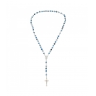TerÃ§o Corrente Prateada Contas Azul 0.8 cm Enfeite Nossa Senhora Aparecida 57cm