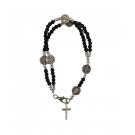 Pulseira TerÃ§o Contas Pretas 0.5cm Crucifixo 7.5cm