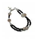 Pulseira TerÃ§o Contas Pretas 0.5cm Crucifixo 7.5cm
