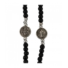Pulseira TerÃ§o Contas Pretas 0.5cm Crucifixo 7.5cm