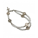 Pulseira TerÃ§o Contas Brancas 0.5cm Crucifixo 7.5cm
