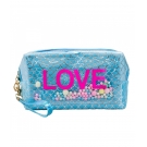 Necessaire Retangular Azul Sereia Love 11x7x18cm