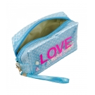 Necessaire Retangular Azul Sereia Love 11x7x18cm