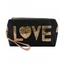 Necessaire Retangular Preto Love 12x7.5x20cm