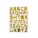 Cartela Adesivos Letras Alfabetos Dourado