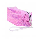 Necessaire Retangular Rosa com Glitter Sereia