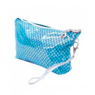 Necessaire Azul com Glitter Sereia