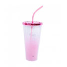 Copo Rosa com Canudo Te Amo 600ml 