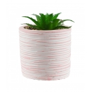 Vaso Cimento Rosa Planta Artificial 9x7x7cm