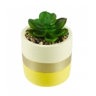 Vaso Cimento Base Amarela Planta Artificial 9x7.5x7.5cm