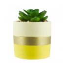 Vaso Cimento Base Laranja Planta Artificial 9x7.5x7.5cm