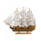 Miniatura Barco Navio Veleiro Madeira Base Preto CanhÃ£o 47x10x57cm