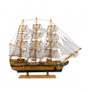 Miniatura Barco Navio Veleiro Madeira Base Preto CanhÃ£o 47x10x57cm