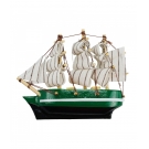  Miniatura ÃmÃ£ Barco Navio Veleiro Casco Verde Base Preta 8x1.5x9.5cm