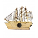 Miniatura ÃmÃ£ Barco Navio Veleiro Casco Branco Base Preta Direita 8x1.5x9.5cm