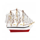 Miniatura ÃmÃ£ Barco Navio Veleiro Casco Branco Base Vermelha 8x1.5x9.5cm