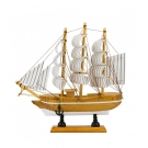 Miniatura Barco Navio Veleiro Madeira Linha Base Branca 19.5x4x20cm