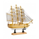 Miniatura Barco Navio Veleiro Madeira Linha Base Branca 19.5x4x20cm