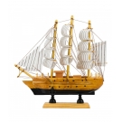 Miniatura Barco Navio Veleiro Madeira Base Preta19.5x4x20cm