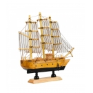 Miniatura Barco Navio Veleiro Madeira Base Preta19.5x4x20cm