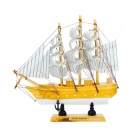 Miniatura Barco Navio Veleiro Madeira Base Branca 20x3x19cm