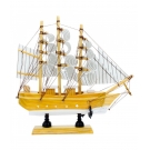 Miniatura Barco Navio Veleiro Madeira Base Branca 20x3x19cm