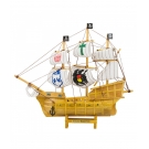 Miniatura Barco Navio Veleiro Madeira Escudos Vela CanhÃ£o Pirata 28.5x7x33cm