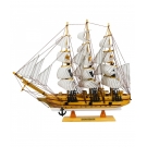 Miniatura Barco Navio Veleiro Madeira Linhas Vinho Base Branca 37.5x7x44cm