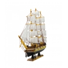 Miniatura Barco Navio Veleiro Madeira Casco Preto CanhÃµes 37.5x7x44cm