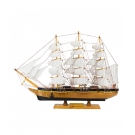 Miniatura Barco Navio Veleiro Madeira Base Preta Fraghta Sigio XVII 48x10x67cm