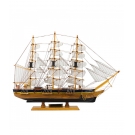 Miniatura Barco Navio Veleiro Madeira Base Preta Fraghta Sigio XVII 48x10x67cm