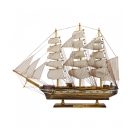 Miniatura Barco Navio Veleiro Casco Madeira CanhÃµes 61x11x78cm