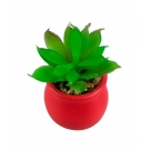 Vaso Cimento Vermelho Planta Artificial 8x5x5cm