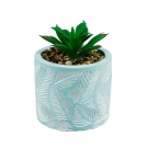  Vaso Cimento Azul Planta Artificial 9x7x7cm