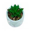  Vaso Cimento Azul Planta Artificial 9x7x7cm