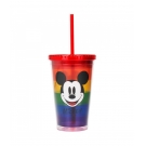 Copo Com Canudo Mickey Arco-Ãris 450ml - Disney