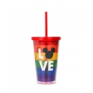 Copo Com Canudo Mickey Arco-Ãris 450ml - Disney