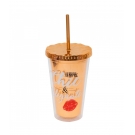 Copo Canudo Marrom Chic & Elegante 450ml - Projeto Kiwi