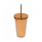 Copo Canudo Marrom Chic & Elegante 450ml - Projeto Kiwi