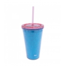 Copo Azul Com Canudo Melhores Amigas 450ml - Projeto Kiwi