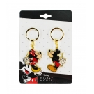 Jogo de 2 Chaveiros Mickey e Minnie Se Beijando