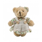 Chaveiro Urso de PelÃºcia Bege Com Vestido Florido