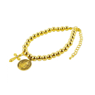 Pulseira TerÃ§o Contas Douradas SÃ£o Bento e Crucifixo