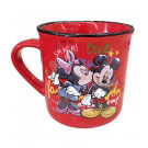 Caneca Vermelha Mickey e Minnie Beijando