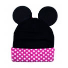 Gorro Preto de Bolinhas Rosas Minnie(touca)